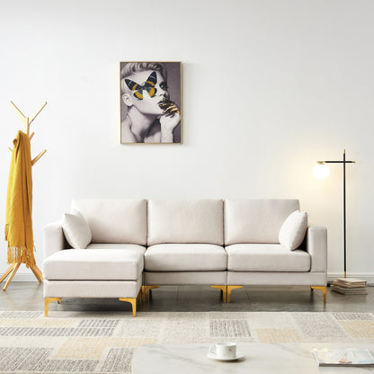 Versatile L Shape Couch with Ottoman - Soft Polyester Fabric for Ultimate Comfort