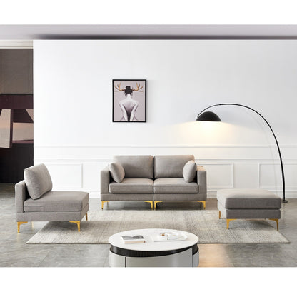 Versatile L Shape Couch with Ottoman - Soft Polyester Fabric for Ultimate Comfort