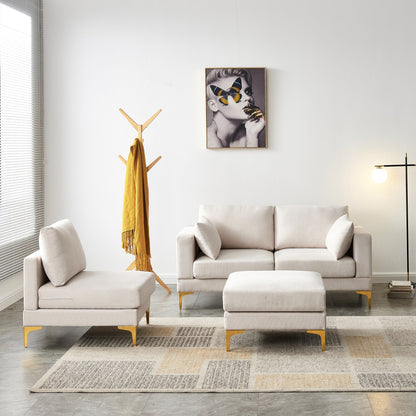 Versatile L Shape Couch with Ottoman - Soft Polyester Fabric for Ultimate Comfort