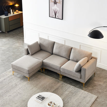 Versatile L Shape Couch with Ottoman - Soft Polyester Fabric for Ultimate Comfort