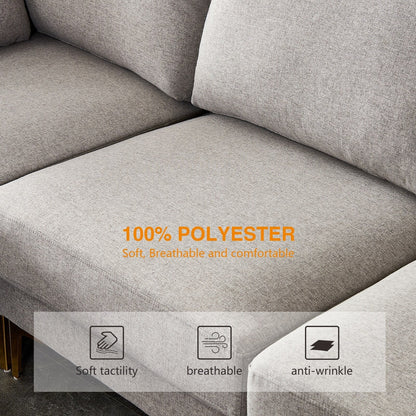 Versatile L Shape Couch with Ottoman - Soft Polyester Fabric for Ultimate Comfort
