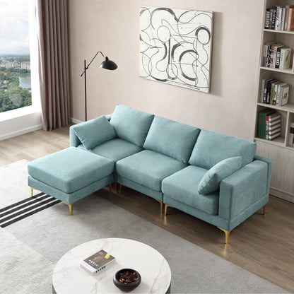 Versatile L Shape Couch with Ottoman - Soft Polyester Fabric for Ultimate Comfort