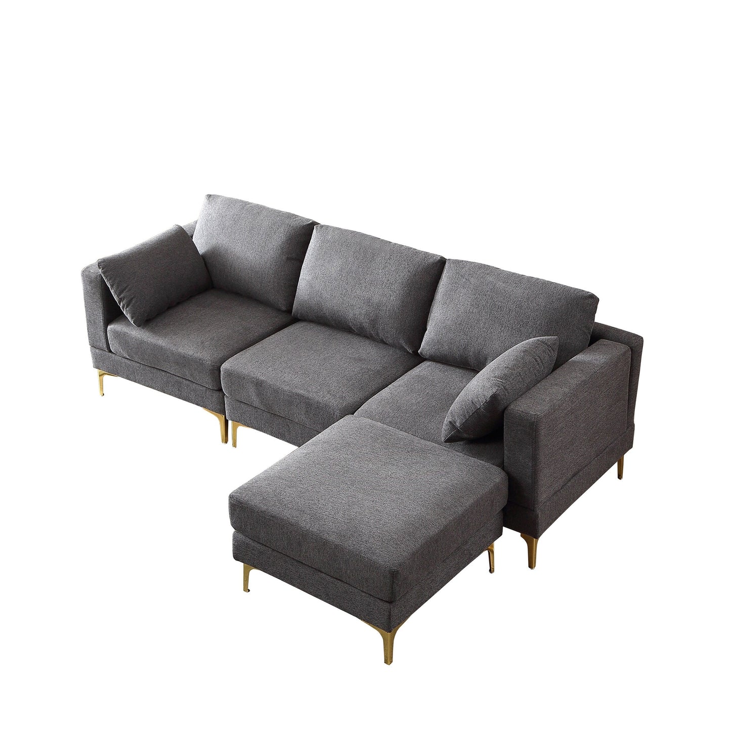 Versatile L Shape Couch with Ottoman - Soft Polyester Fabric for Ultimate Comfort