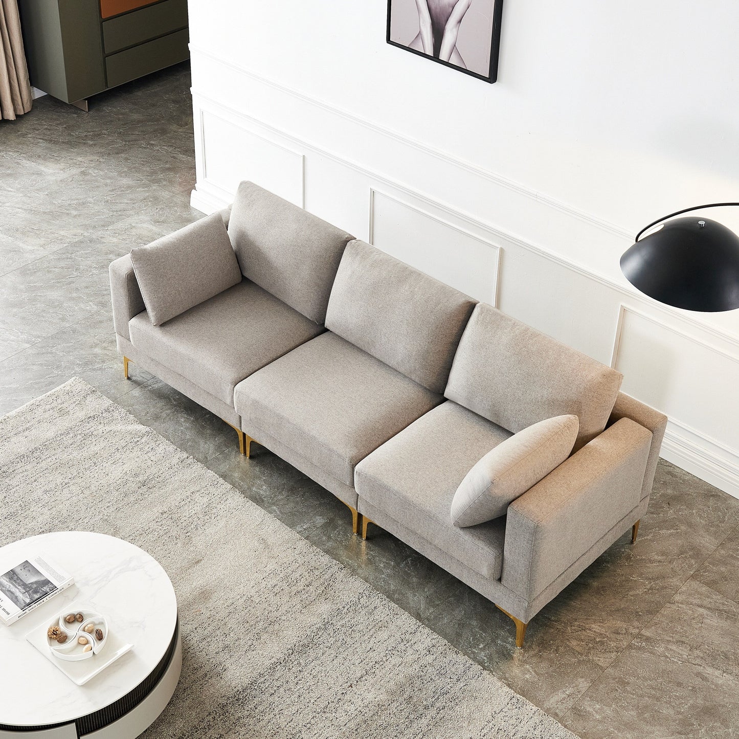 Versatile L Shape Couch with Ottoman - Soft Polyester Fabric for Ultimate Comfort