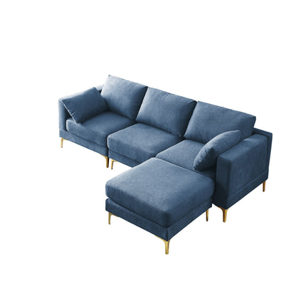 Versatile L Shape Couch with Ottoman - Soft Polyester Fabric for Ultimate Comfort