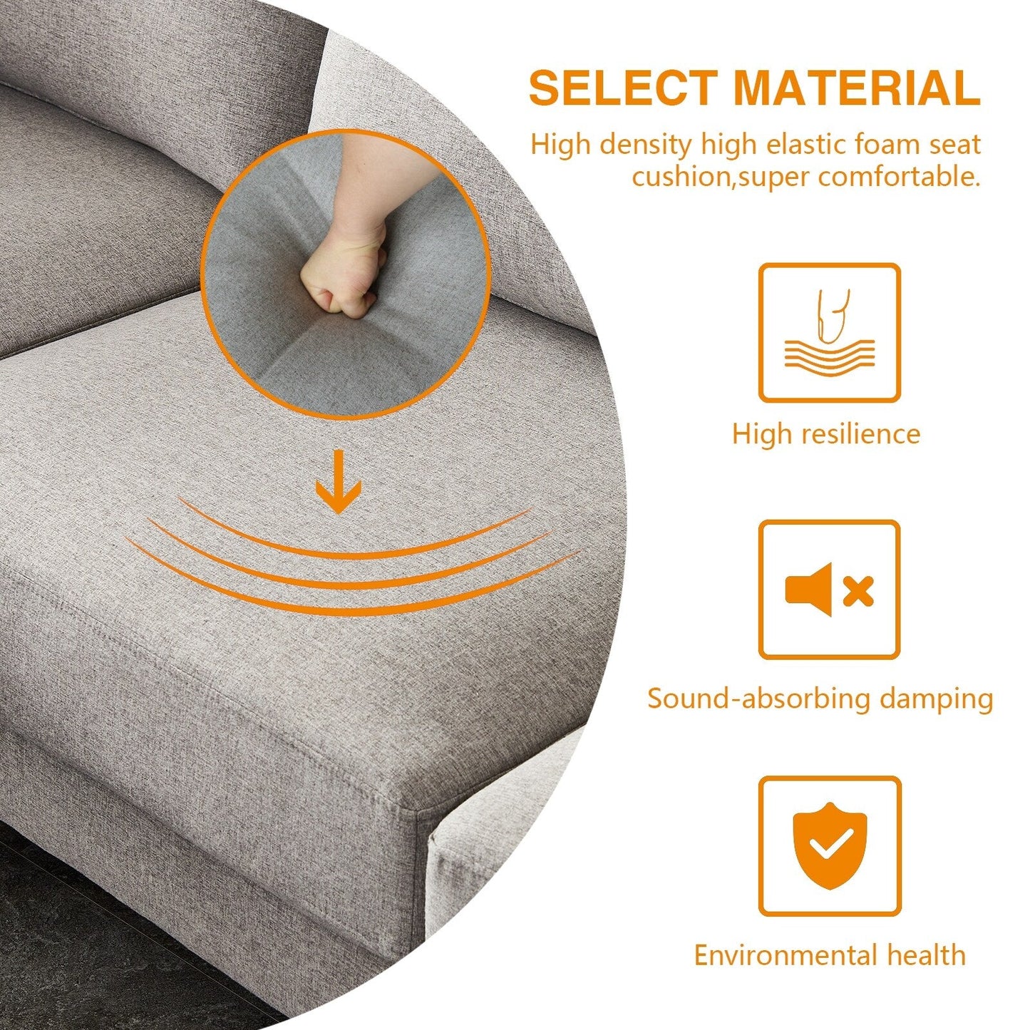 Versatile L Shape Couch with Ottoman - Soft Polyester Fabric for Ultimate Comfort