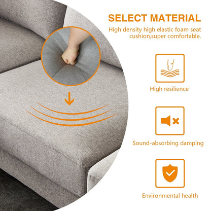 Versatile L Shape Couch with Ottoman - Soft Polyester Fabric for Ultimate Comfort