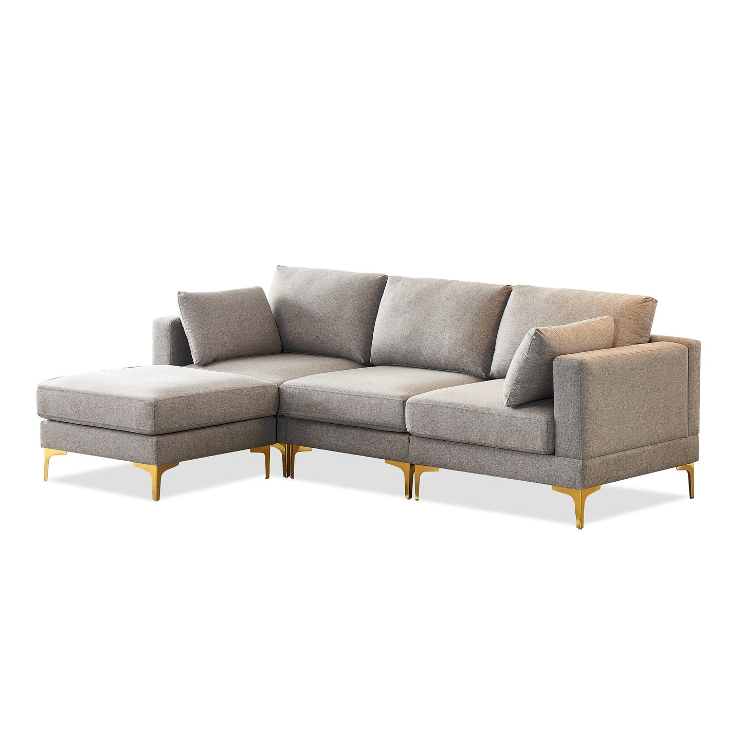 Versatile L Shape Couch with Ottoman - Soft Polyester Fabric for Ultimate Comfort