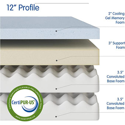 Vibe Gel Memory Foam 12 Mattress CertiPUR US Certified Bed in a Box