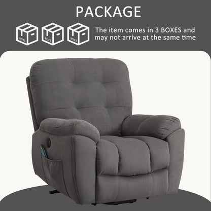 Vibration Massage Lift Recliner featuring Heating, USB Port, Concealed Cup Holders, and Side Pockets, Adjustable Recline Options
