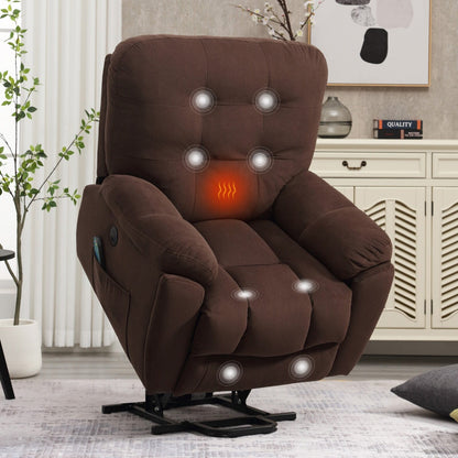 Vibration Massage Lift Recliner featuring Heating, USB Port, Concealed Cup Holders, and Side Pockets, Adjustable Recline Options