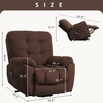Vibration Massage Lift Recliner featuring Heating, USB Port, Concealed Cup Holders, and Side Pockets, Adjustable Recline Options