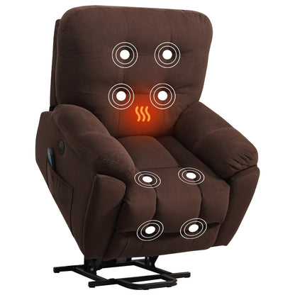 Vibration Massage Lift Recliner featuring Heating, USB Port, Concealed Cup Holders, and Side Pockets, Adjustable Recline Options