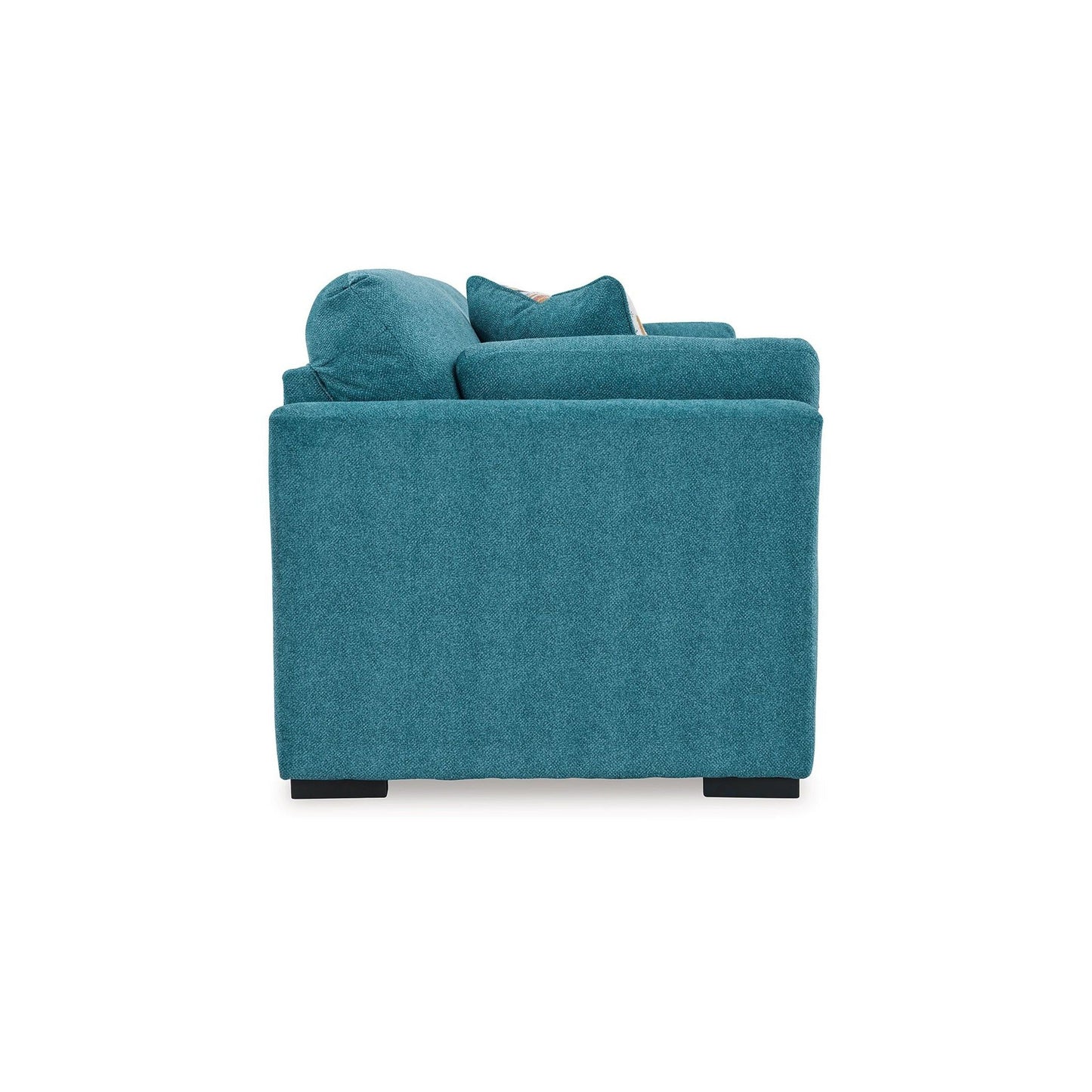 Viena Queen Sofa Sleeper, 2 Accent Bolster Pillows, Teal Faux Velvet