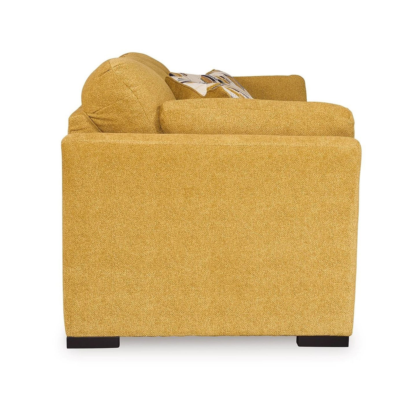 Viena Queen Sofa Sleeper, 2 Accent Bolster Pillows, Yellow Faux Velvet