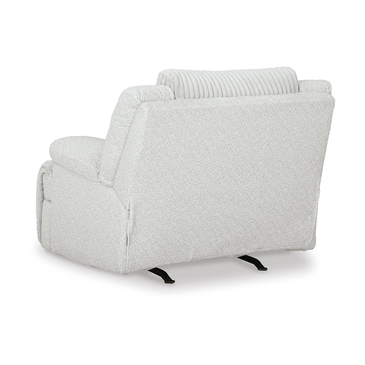 Vincent Manual Rocker Recliner Chair, White Corduroy, Pillow Arms