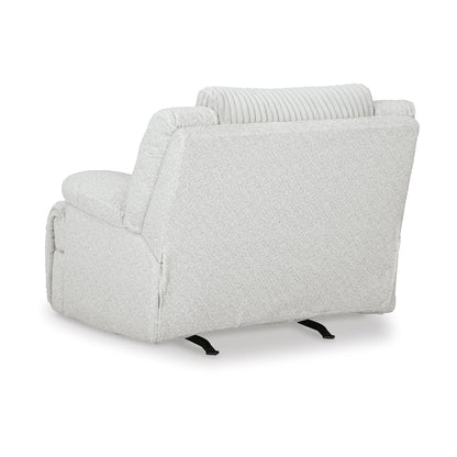 Vincent Manual Rocker Recliner Chair, White Corduroy, Pillow Arms