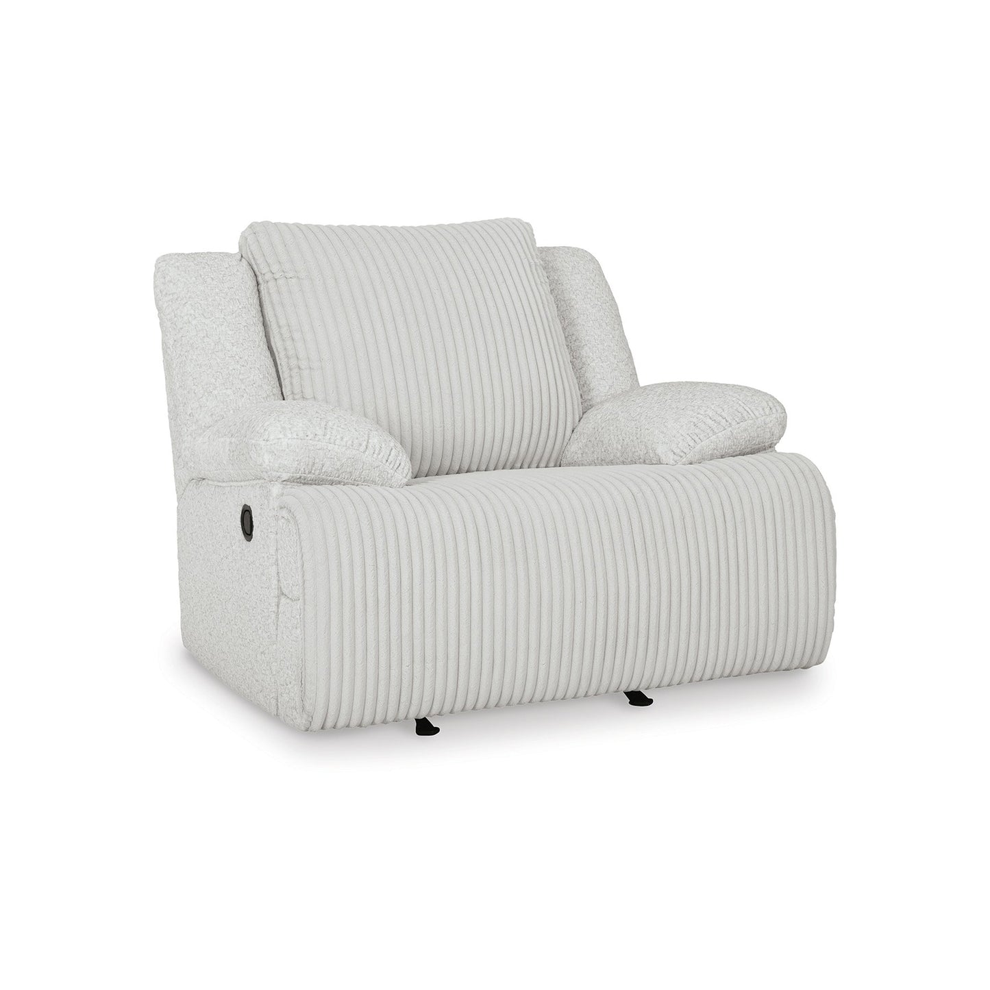 Vincent Manual Rocker Recliner Chair, White Corduroy, Pillow Arms