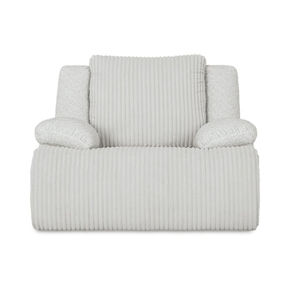 Vincent Manual Rocker Recliner Chair, White Corduroy, Pillow Arms