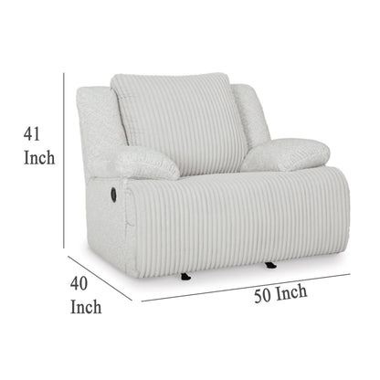 Vincent Manual Rocker Recliner Chair, White Corduroy, Pillow Arms