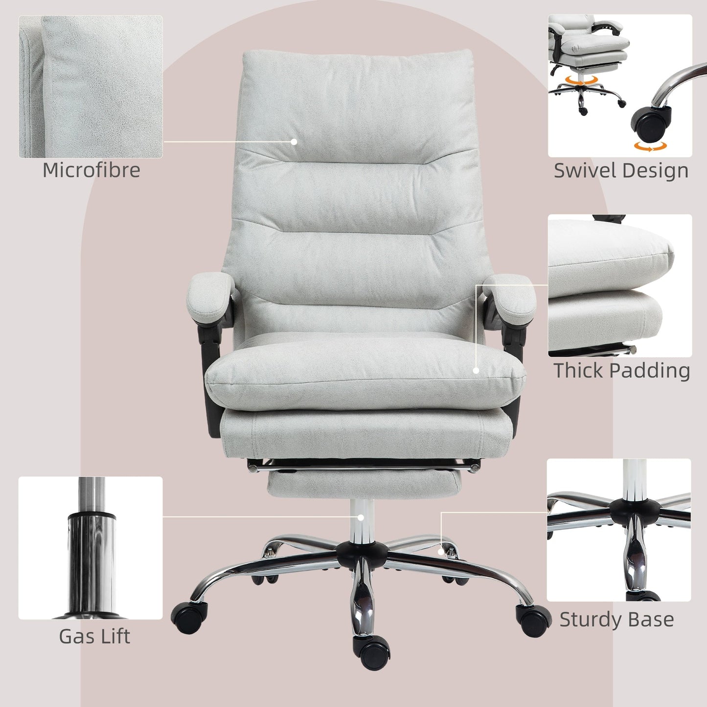 Vinsetto Microfibre Vibration Heated Reclining Massage Office Chair