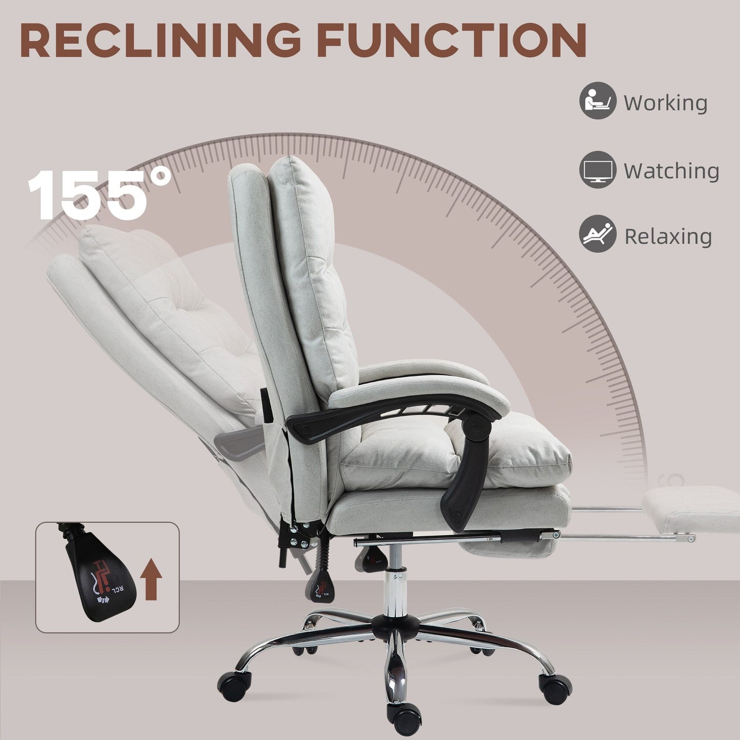 Vinsetto Microfibre Vibration Heated Reclining Massage Office Chair