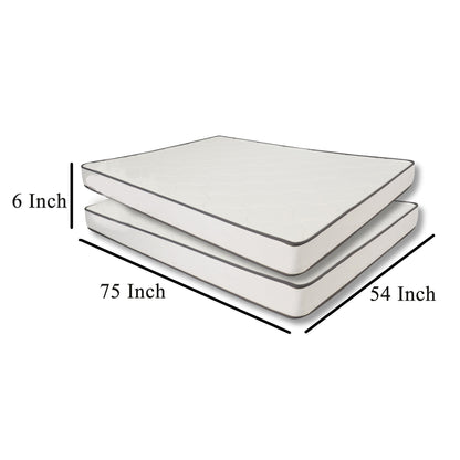 Vix 6 Inch Full Mattress Set of 2, Soft Plush PU Foam, Pocket Coils