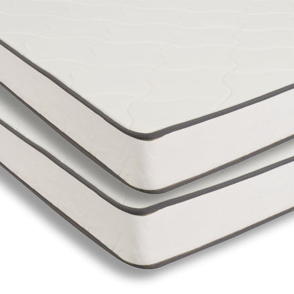 Vix 6 Inch Full Mattress Set of 2, Soft Plush PU Foam, Pocket Coils