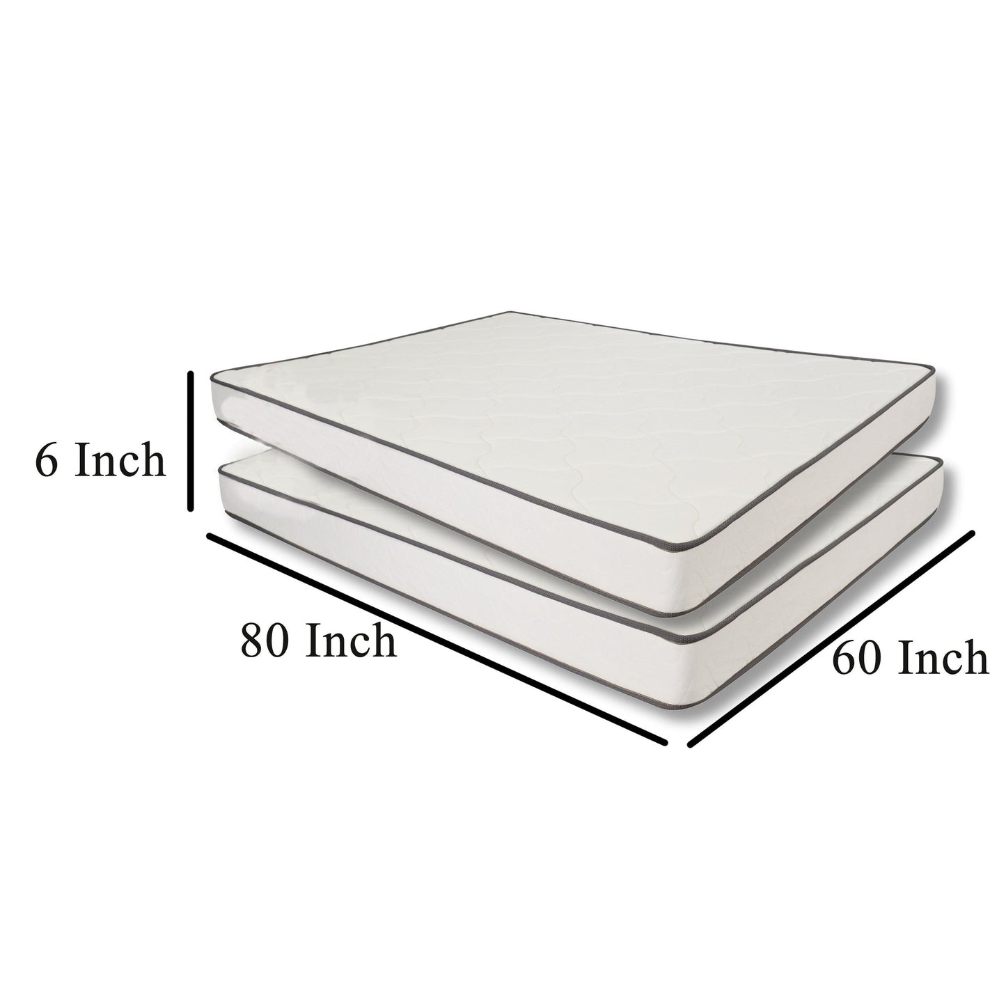 Vix 6 Inch Queen Mattress Set of 2, Soft Plush PU Foam, Pocket Coils