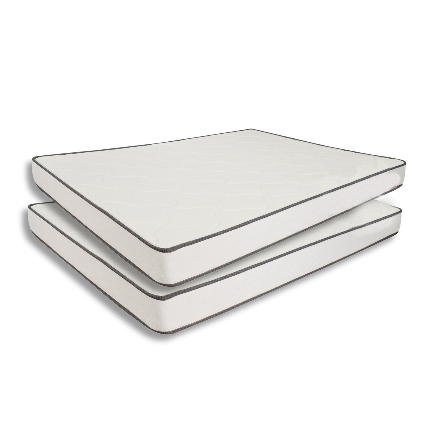 Vix 6 Inch Queen Mattress Set of 2, Soft Plush PU Foam, Pocket Coils