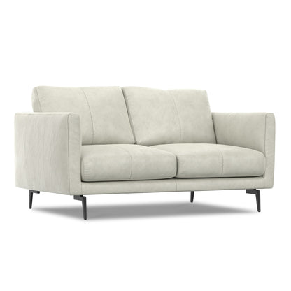 WYNDENHALL Danbury 60 inch Wide Genuine Leather Loveseat Sofa