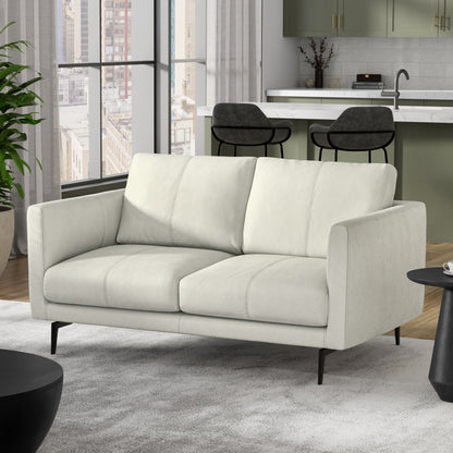 WYNDENHALL Danbury 60 inch Wide Genuine Leather Loveseat Sofa