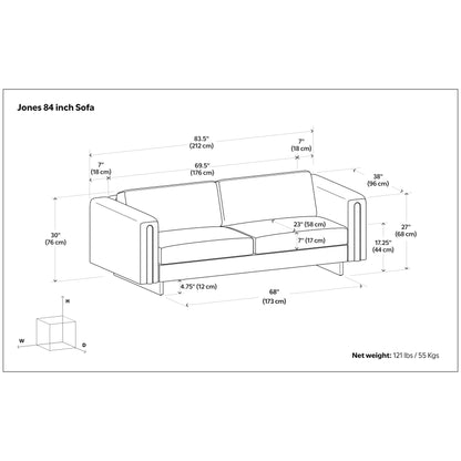 WYNDENHALL Drayton 84 Wide Contemporary Sofa in Tightly Woven Performance Fabric - 84 W x 38 D x 30 H,