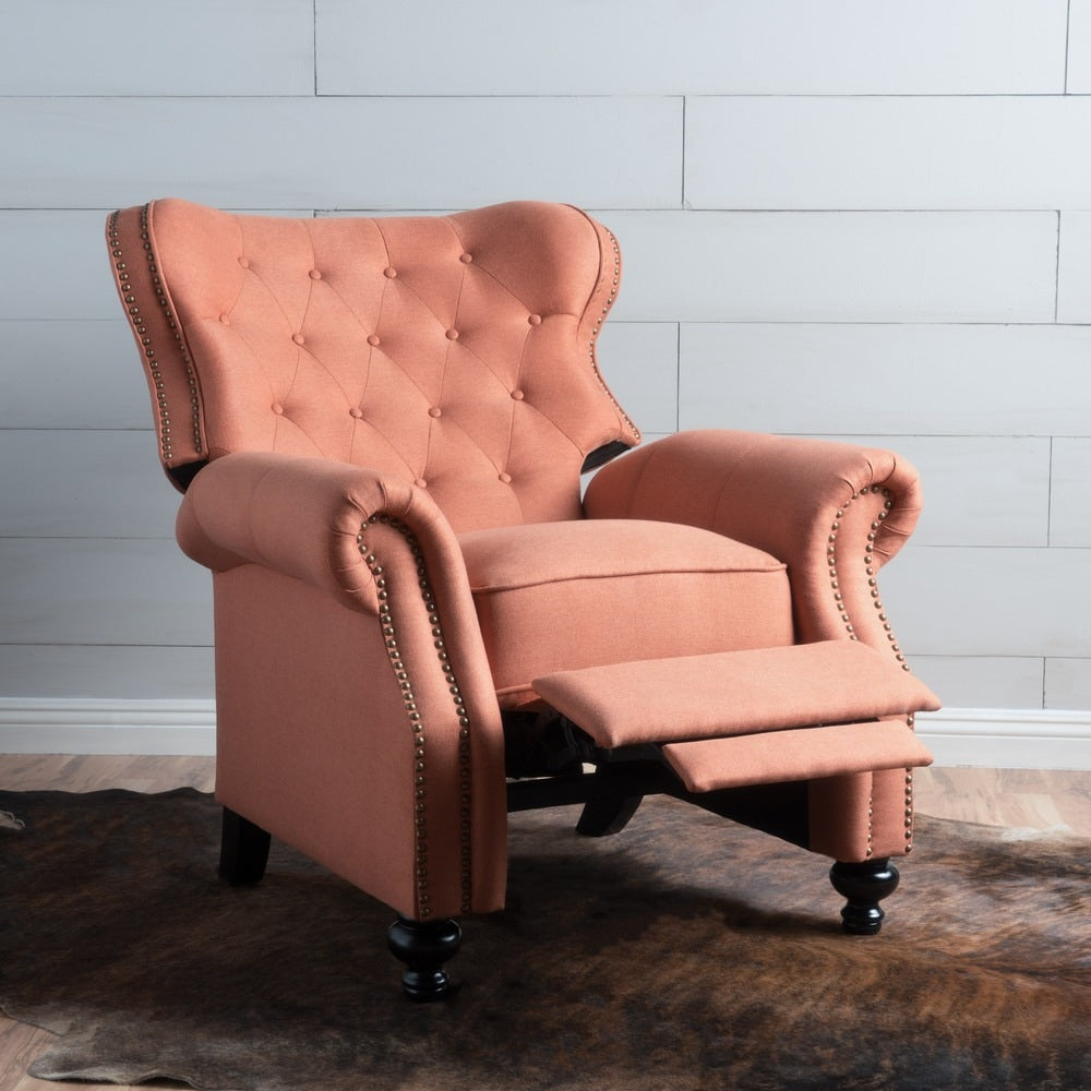 Walder Tufted Nailhead Fabric Recliner by Christopher Knight Home