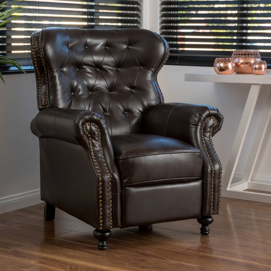 Waldo Button?Tufted Push?Back Recliner Chair with Nailhead Trim