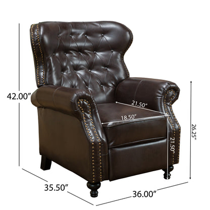Waldo Button?Tufted Push?Back Recliner Chair with Nailhead Trim