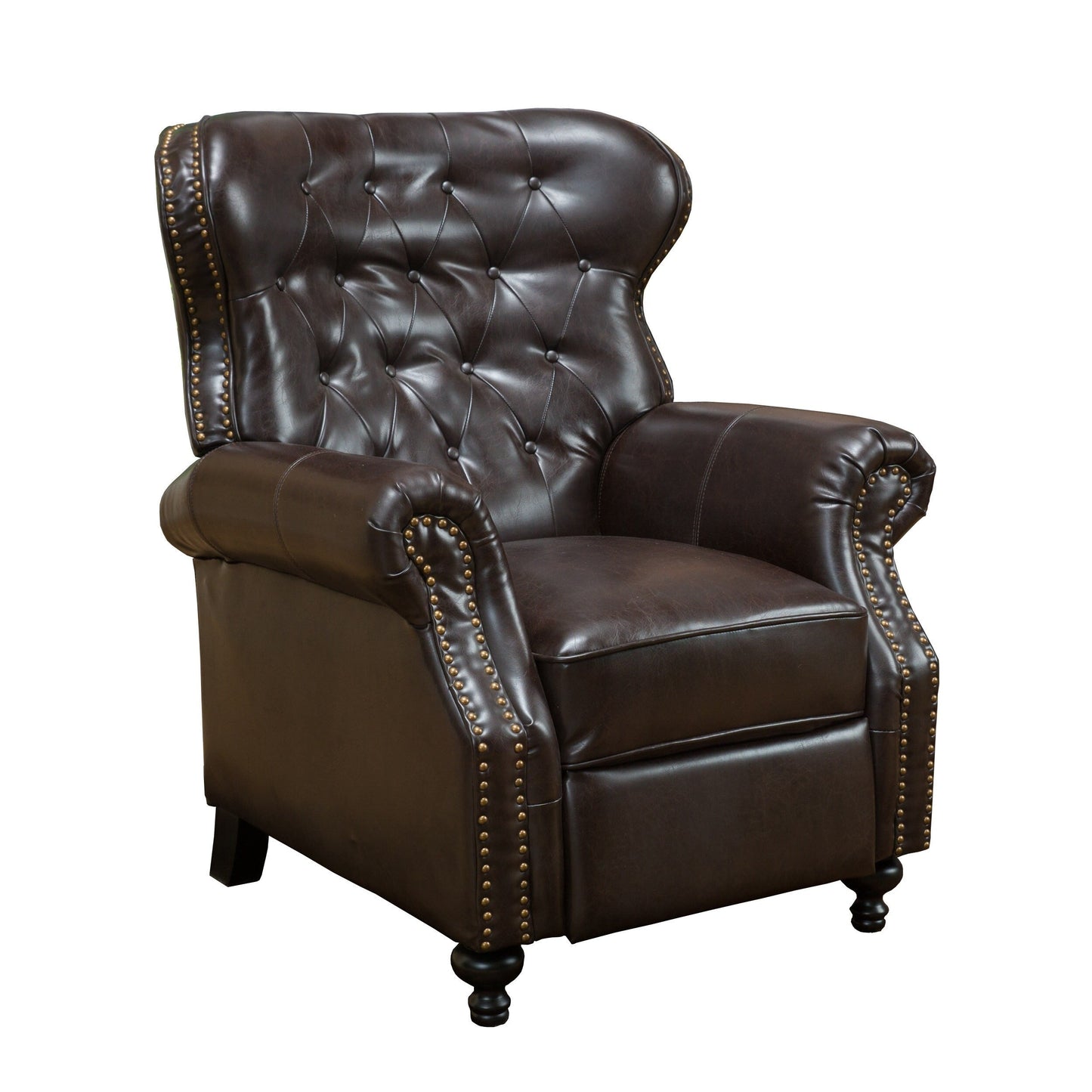 Waldo Contemporary Pushback Recliner - Button-Tufted Diamond Stitch Design with Rolled Arms and Nailhead Trim