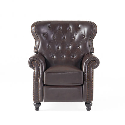 Waldo Contemporary Pushback Recliner - Button-Tufted Diamond Stitch Design with Rolled Arms and Nailhead Trim