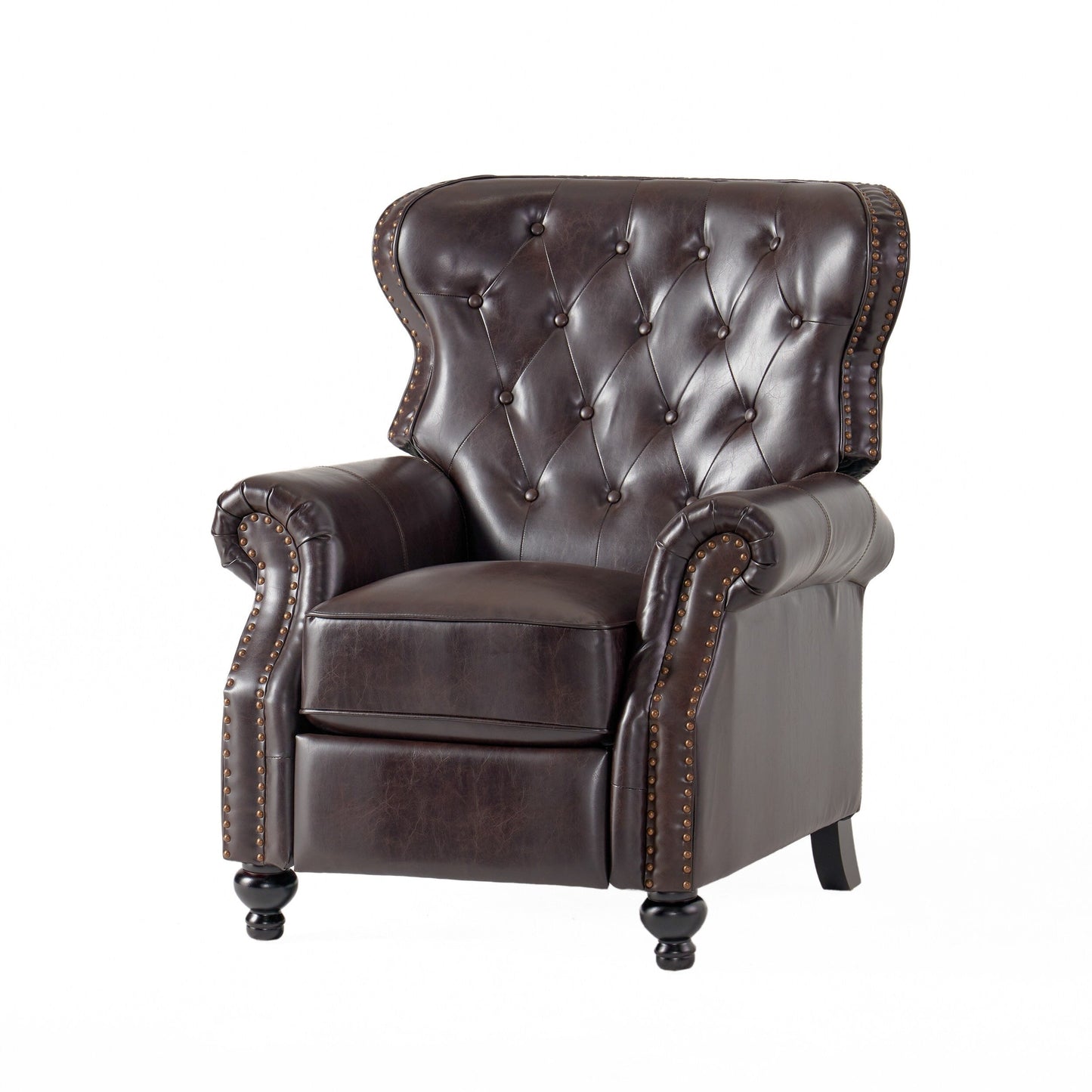 Waldo Contemporary Pushback Recliner - Button-Tufted Diamond Stitch Design with Rolled Arms and Nailhead Trim