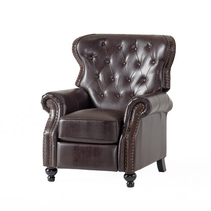 Waldo Contemporary Pushback Recliner - Button-Tufted Diamond Stitch Design with Rolled Arms and Nailhead Trim