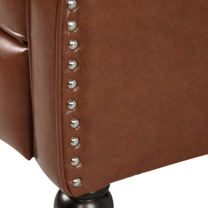 Walter Classic Tufted Bonded Leather Recliner Set (2-Piece) with Nailhead Trim by Christopher Knight Home