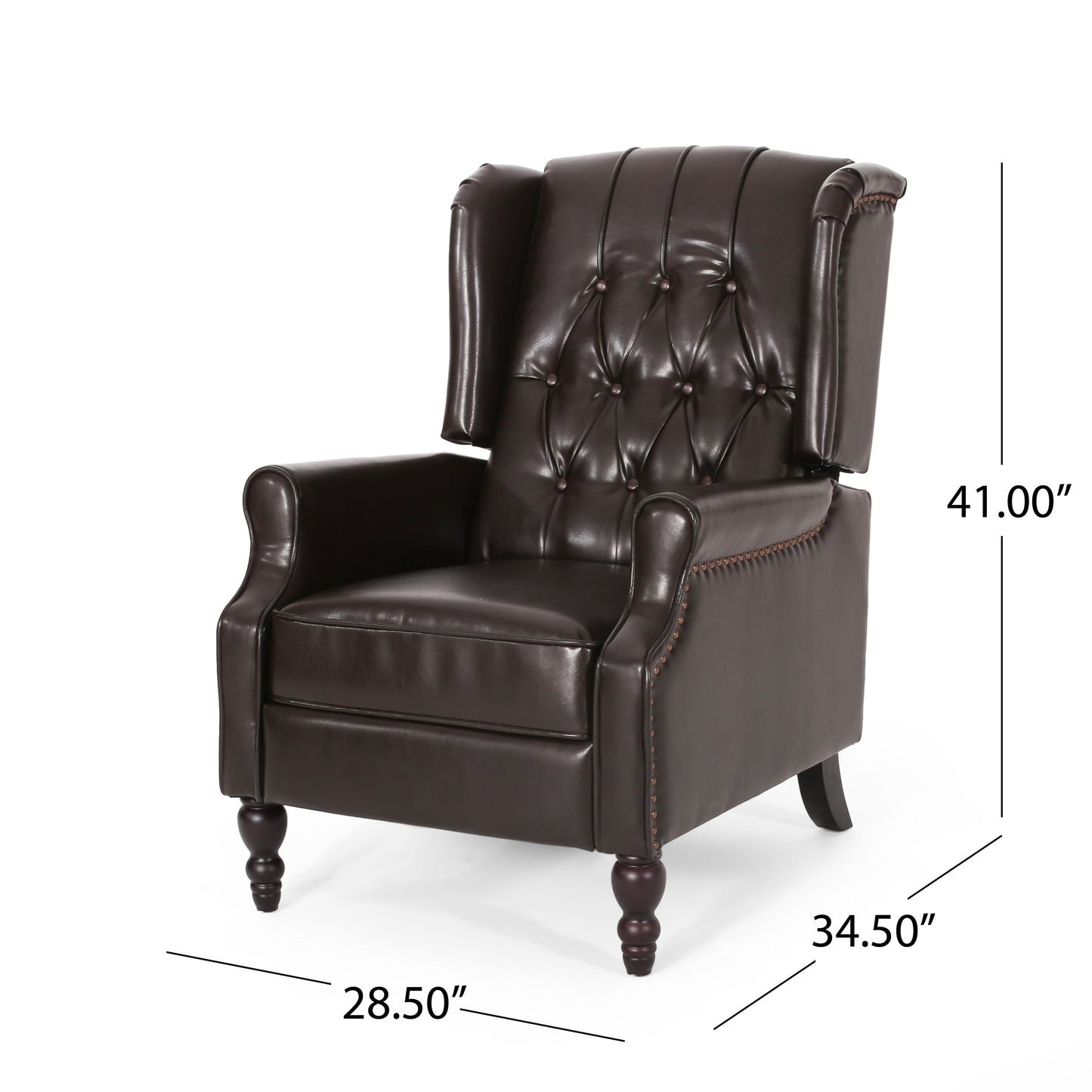 Walter Classic Tufted Bonded Leather Recliner Set (2-Piece) with Nailhead Trim by Christopher Knight Home