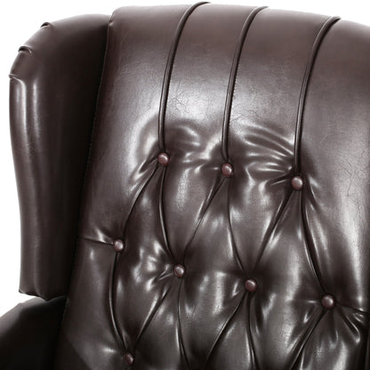 Walter Classic Tufted Bonded Leather Recliner Set (2-Piece) with Nailhead Trim by Christopher Knight Home