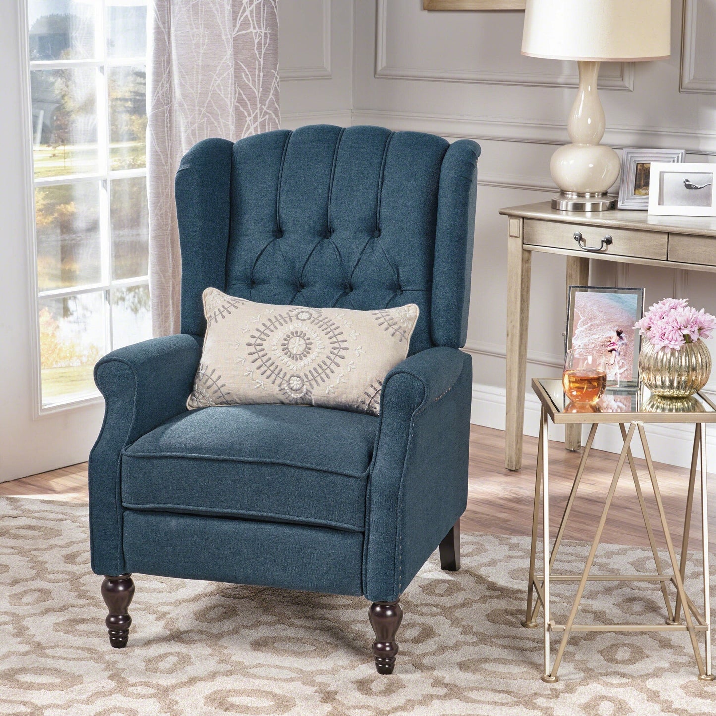 Walter Tufted Fabric Wingback Recliner Club Chair by Christopher Knight Home