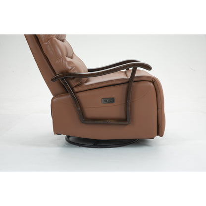 Water-Resistant Swivel Power Recliner Chair with USB Port, Solid Wood Armrests, and Gentle Rocking Function