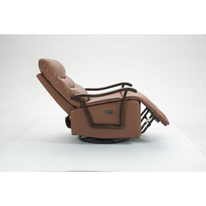 Water-Resistant Swivel Power Recliner Chair with USB Port, Solid Wood Armrests, and Gentle Rocking Function