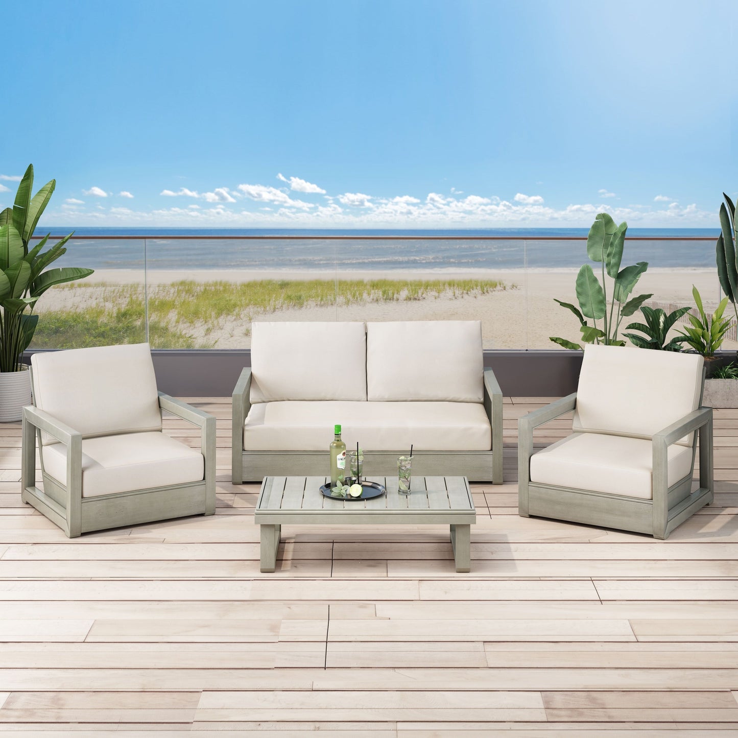 Westchester 4-piece Acacia Patio Chat Set by Christopher Knight Home