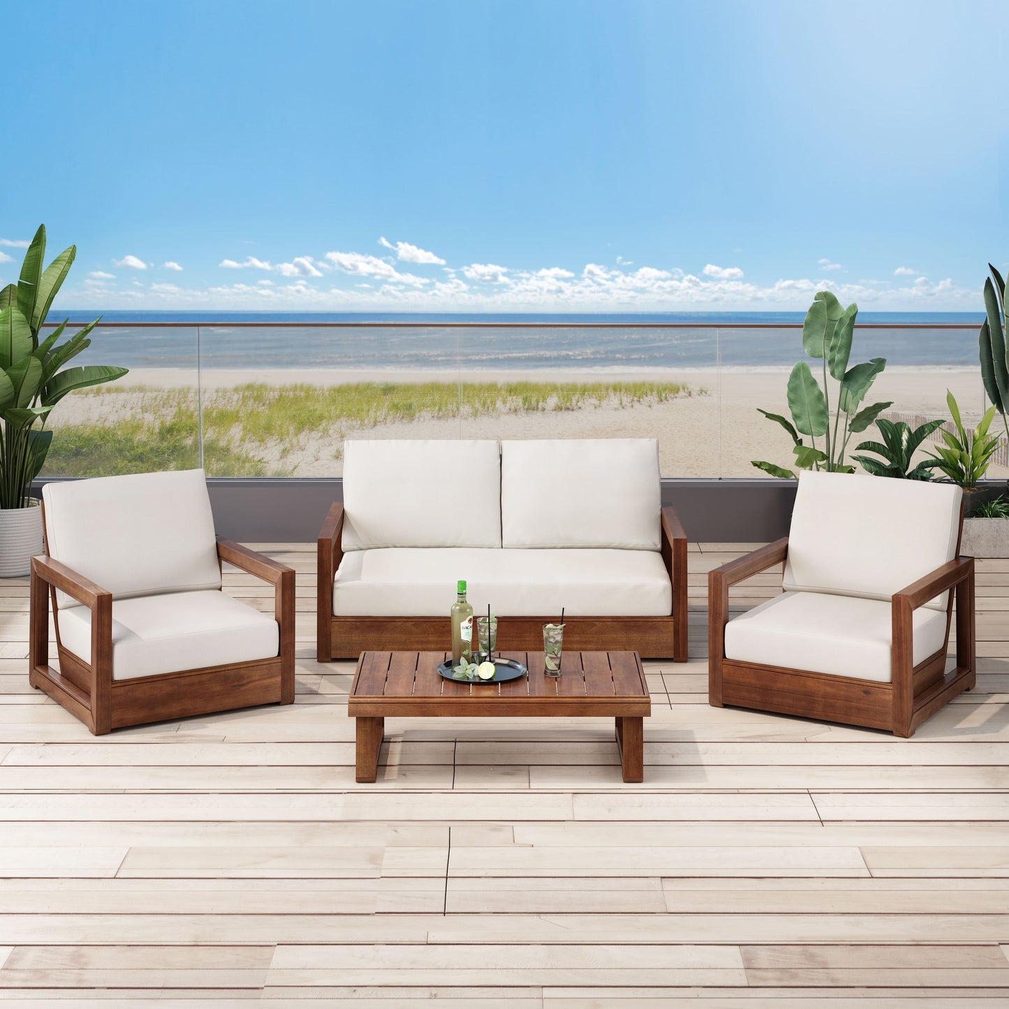 Westchester 4-piece Acacia Patio Chat Set by Christopher Knight Home