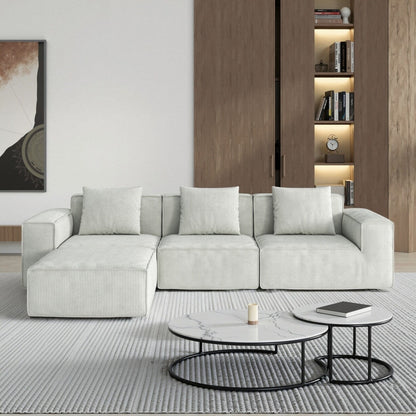 White 118 Inch 3 Seater Modular Sofa Bed with Footrest