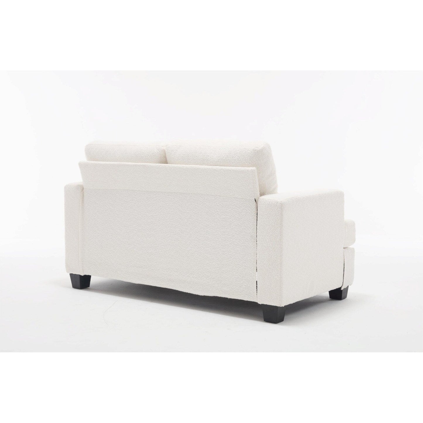 White 63'' Fabric 2-Seater Sofa with Deep Seating and 3 Pillows